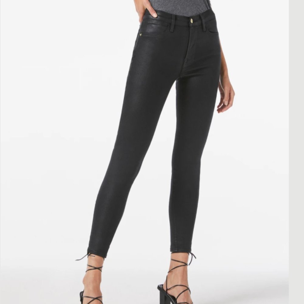 FRAME Le High Skinny Coated Noir Coated